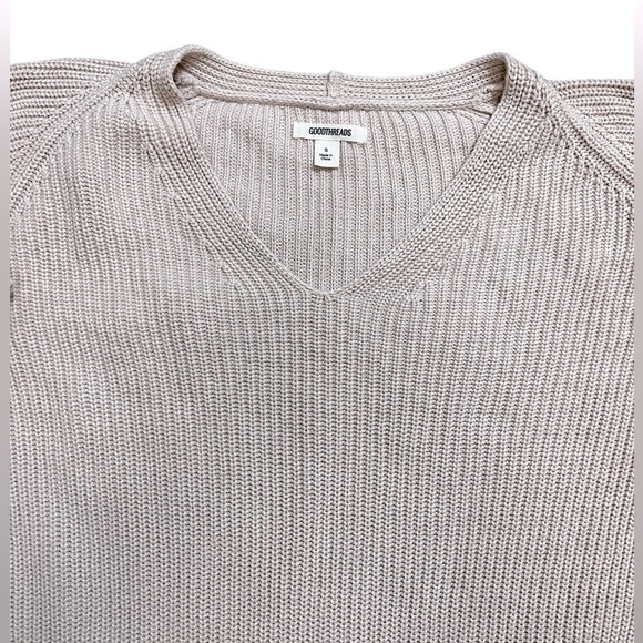 Goodthreads Women's Blush Pink V-Neck Sweater - 100% Cotton- Size Small - Picture 5 of 13